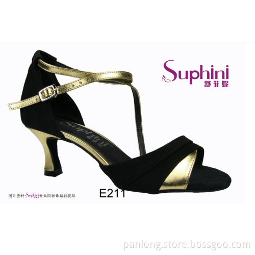 Red-Black Low Heel Latin Dance Shoes Women
